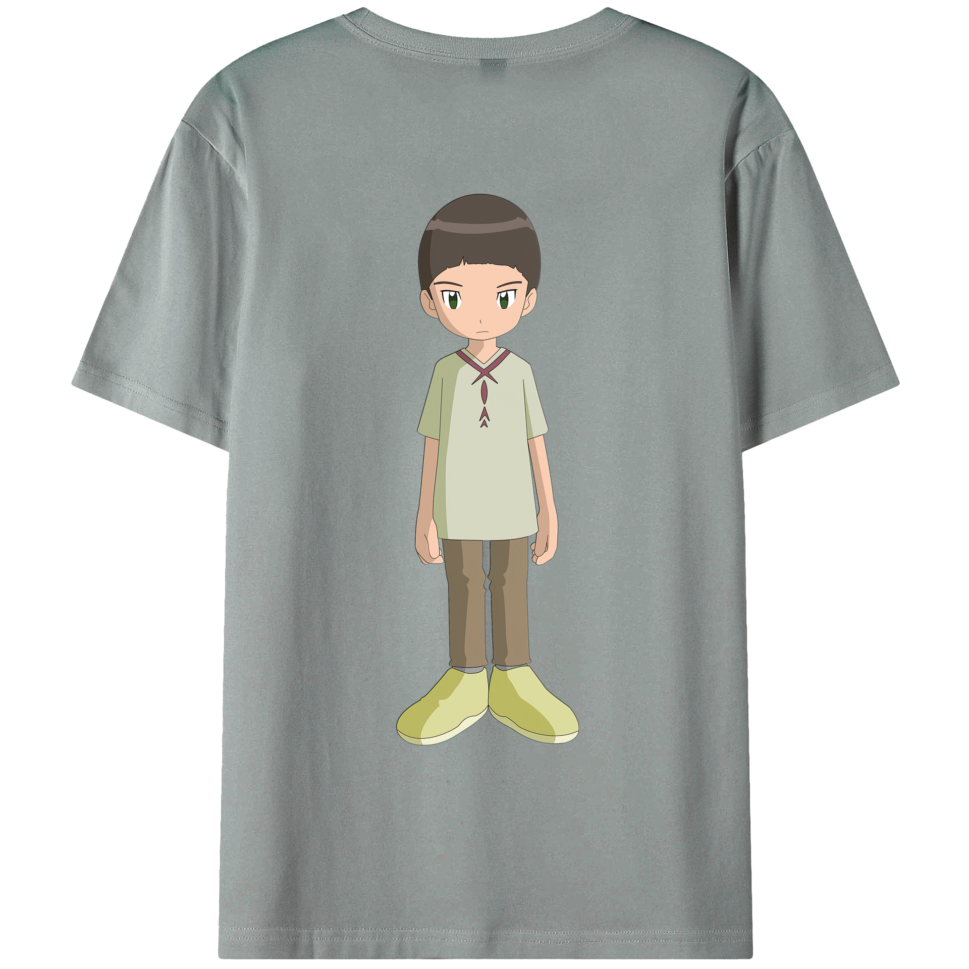 （画像用） Digimon デジタルモンスター/デジモン 綿100％ メンズ半袖Tシャツ（バックプリント） 通気性